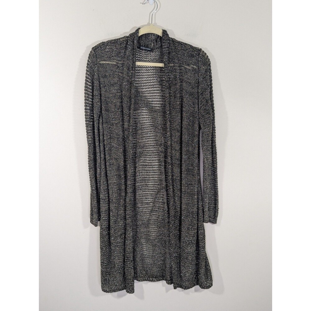 Eileen Fisher Women Linen Blend Metallic Bronze Open Front Knit Cardigan Sz XL - Picture 2 of 7